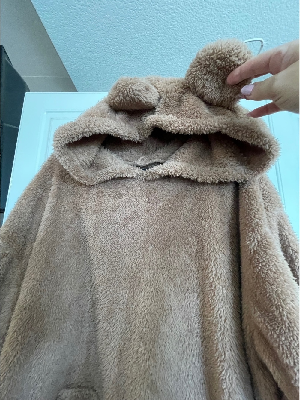 Women’s XXL Teddy Sherpa Fleece Hoodie Brown Oversized Cozy Pullover